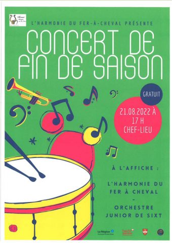 Affiche du concert de fin de saison de l’harmonie de Sixt-Fer-à-Cheval